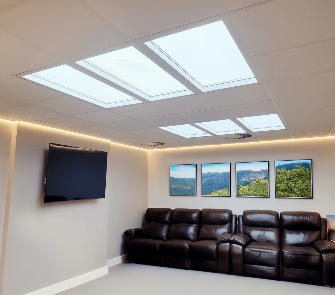 Innerscene Circadian Sky installed in on ceiling of waiting room in Royal Bournemouth Hospital, United Kingdom