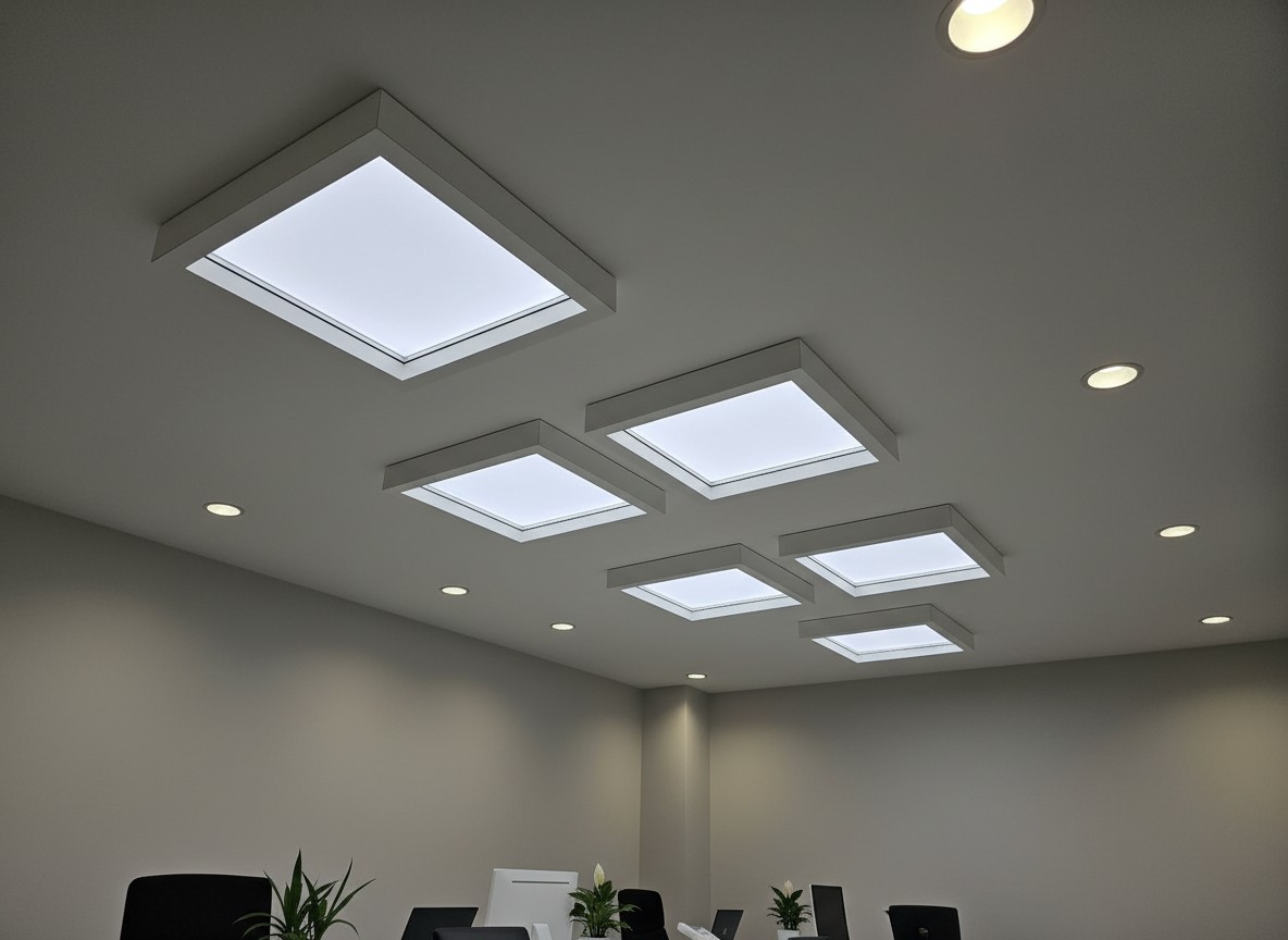 Circadian Sky surface-mounted skylights in office ceiling