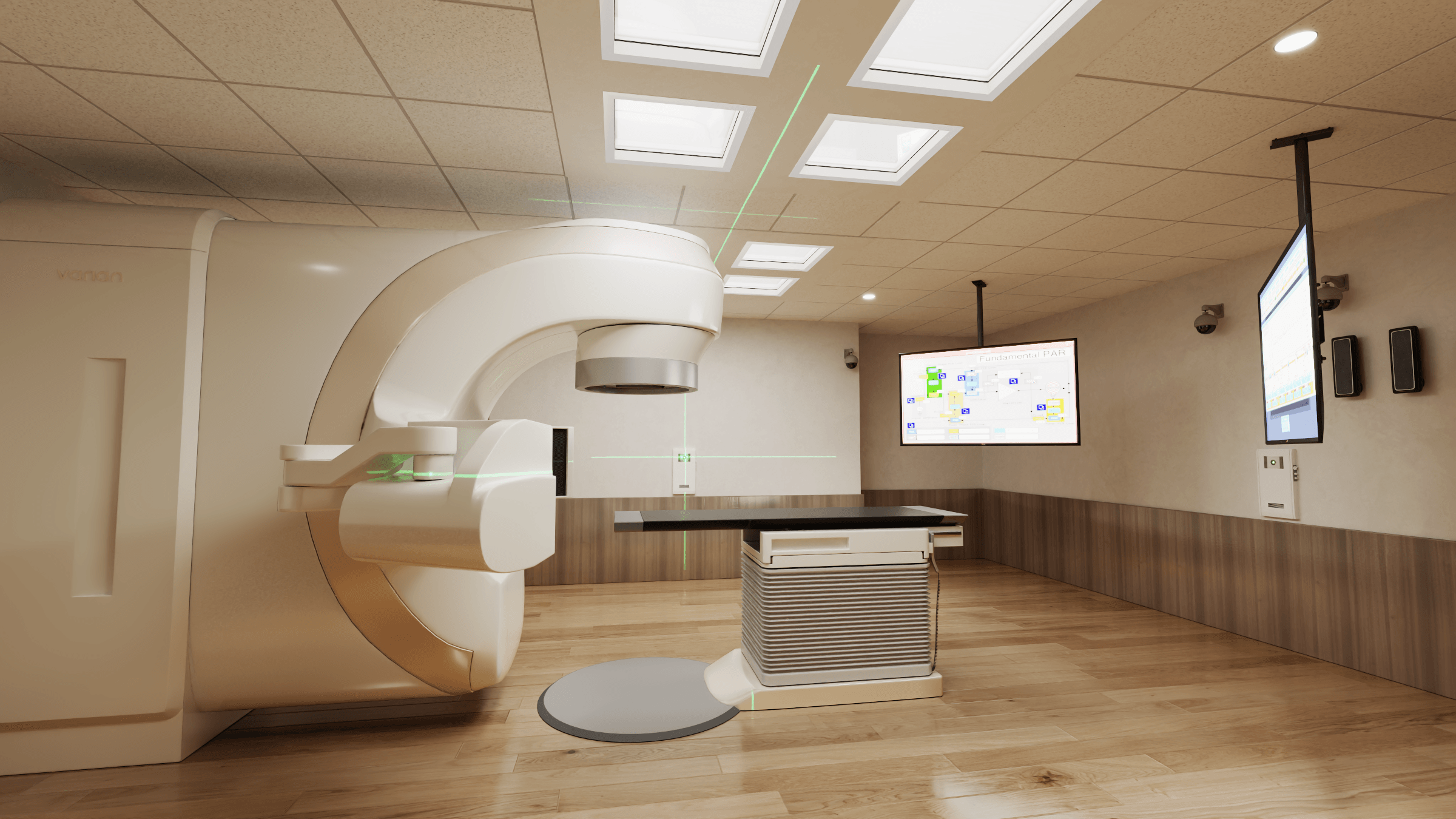 Oncology room illuminated with white light