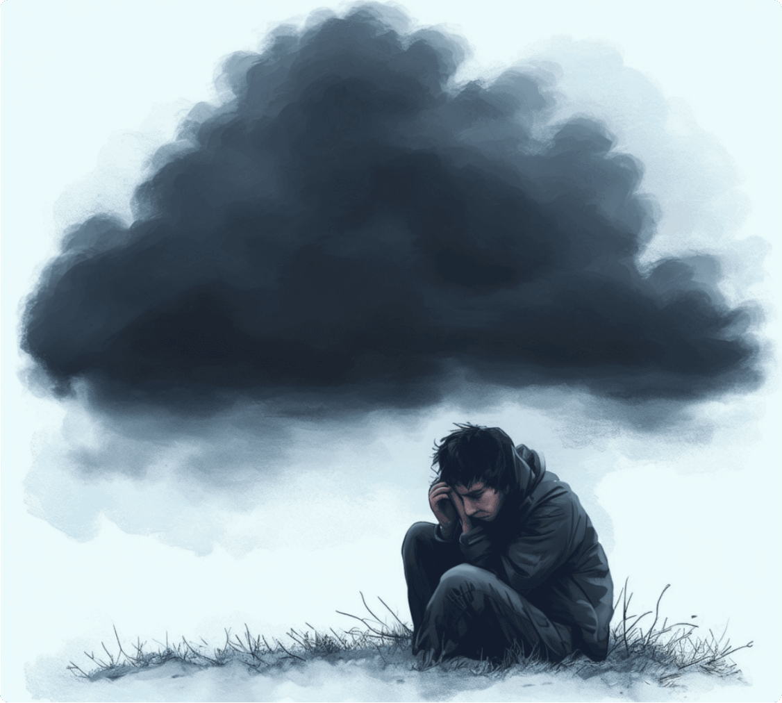 Illustration of patient with seasonal affective disorder (SAD)