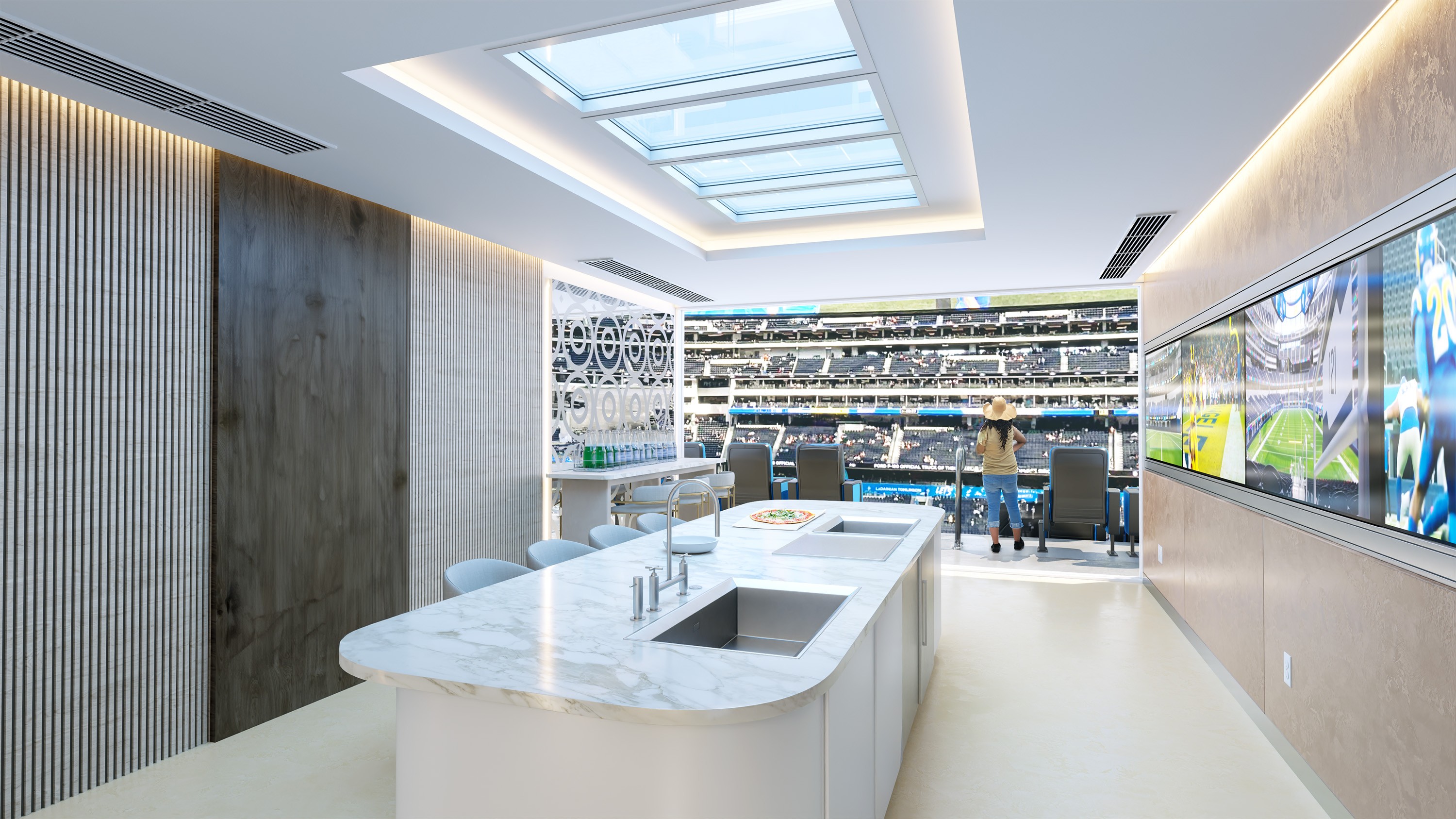 Innerscene 2x4 Circadian Sky installed in VIP Suite at stadium